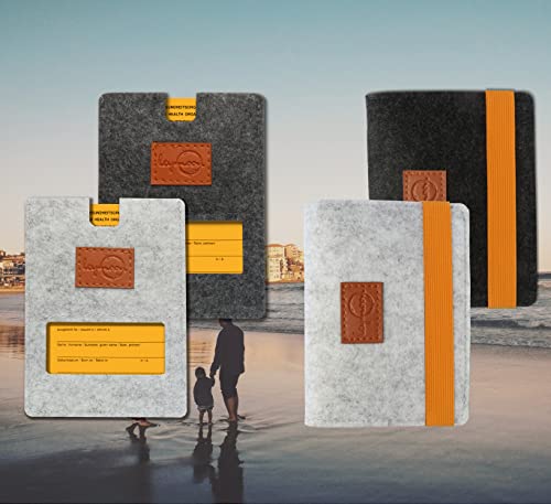 leymoon - Set Impfpass Hülle aus hochwertigem Filz perfekt zum Schutz von Impfausweis und Reisepass. Geeignet für Kinder und Erwachsene.(93 mm x 130 mm (Impfpasshülle GRAU) …