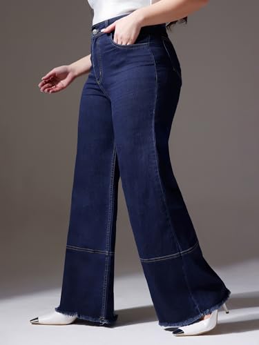 Image of Miss Chase A+ Women's Wide-Leg High-Rise Regular-Length Stretchable Shaping Denim Jeans
