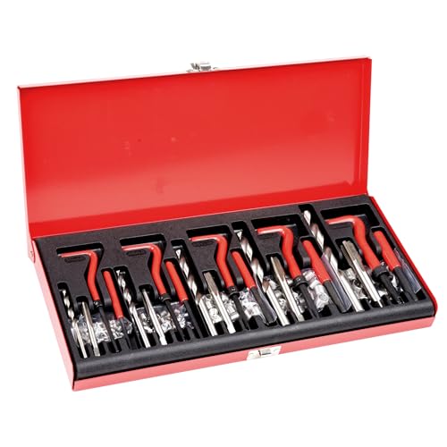 Happybuy Helicoil Thread Repair Kit, 166-Piece Metric HSS Drill Helicoil Repair Kit, M5 M6 M8 M10 M12 Heli Coil Rethreading Tool Kit with HSS Drill Bits Thread Inserts Taps Breakoff Installation Tools