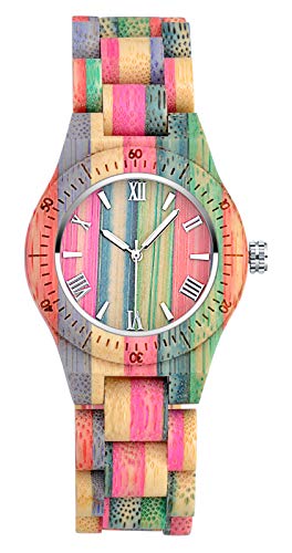 SUPBRO Holzuhren Damen Holzuhr Holz-Armbanduhr Klassik Analoge Quarzwerk Uhren Armband Klassik