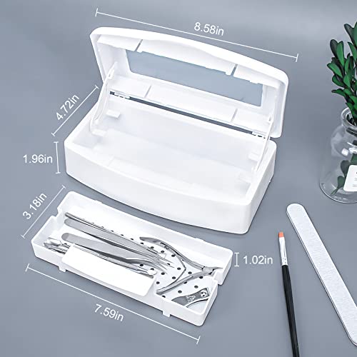 Ranrose Nail Tips Art Tool Sterilizer Box For Nails, Plastic Sterilization Tray For Tweezer,White Nail Sterilizing Box Storage Organizer Equipment For Nail Tweezers,Manicure Cutter #TOP2