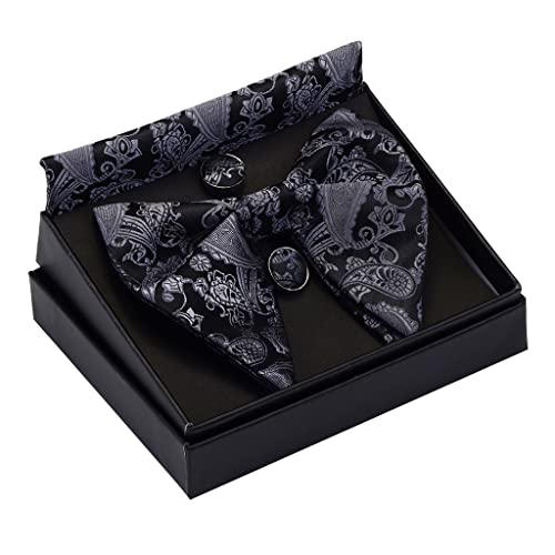 Set de corbata de moño y pañuelo de seda para hombre