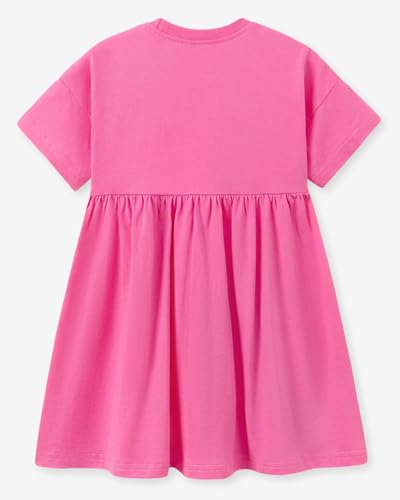 Image of Girls Cotton Long Sleeve Casual Cartoon Appliques Striped Jersey Dresses
