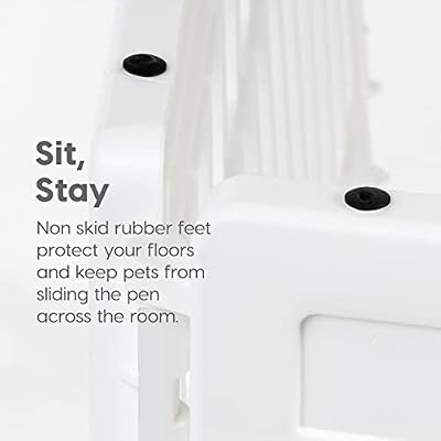 IRIS USA Dog Playpen with Door, 24 4 Panel Pet Exercise Pen Indoor Outdoor Puppy Play Pen, Portable Plastic Pet Fence for Small Medium Dogs, Foldable 35 x 35 x 24, White