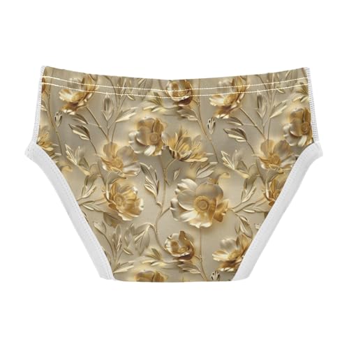Boys' Exclusive Briefs Toddler Underwear 95% Combed Cotton Boxerbriefs 2T Golden Floral Pattern 252
