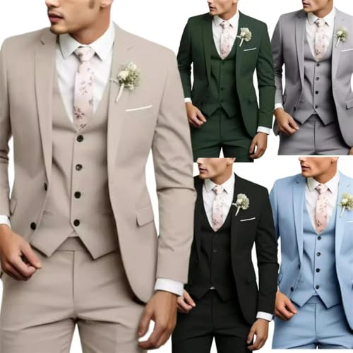 Men Formal 3 Pieces Suit Blazer Vest Pants Set Tuxedo Classic Wedding Dresses Prom Business Suit2