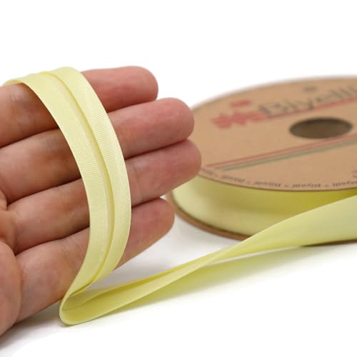 Image of Fold Satin Bias Tape - 99+ Colors - 3 /4 Inches Wide - 27 Yards - Fold Satin Binding Bias Ribbon Fabric Piping Bias Binding Tape for Sewing Clothing DIY (06. Lemon) BYS06