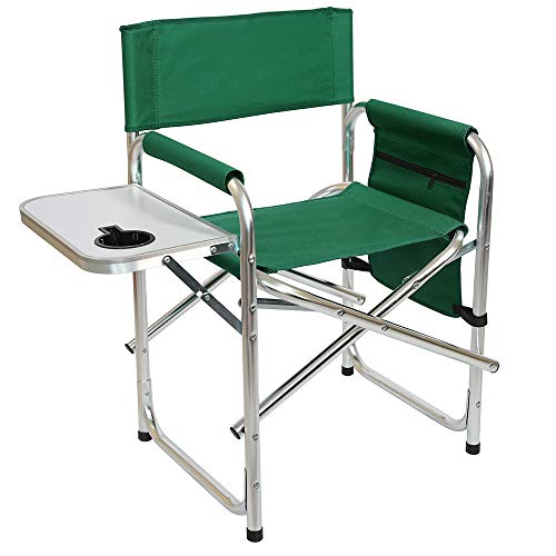 Niceway Directors Chairs Outdoor Portable Folding Chair Green with Side Table and Storage