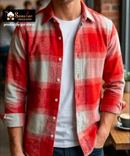 Image of Men's Flannel Plaid Check Full Sleeve Button-Down Shirt