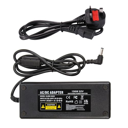 52V 3A Power Supply Adapter - COLM AC DC 52Volt 3Amp Connector 5.5x2.5mm DC Plug Replacement 52V 2A 2.5A 2.7A 2.88A for Reolink PoE NVRs, PoE Switch, PoE Injector, Compatible with RLN16-410 RLN8-410