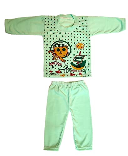 Image of Baby Boys & Girls Dress Soft Cotton Blend Unisex T-shirts and Pyjama Pants Pack of 4 Full sleeves T-shirt + 4 Pyjama Pants Multi colored Size 0 Months up to 18 Months