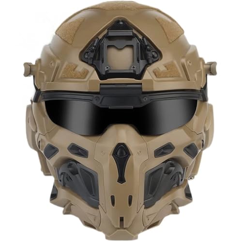 SDYAYFGE Casque Tactique Intégral,incluant Masque Fantôme Amovible Lunettes Système Anti-Buée Ventilé Monture NVG Compatible Casque pour Airsoft Paintball...