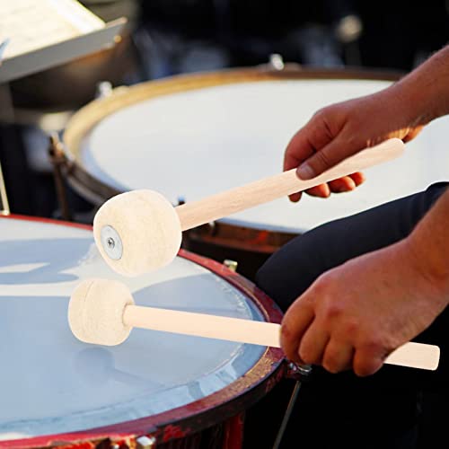 2Pcs Drum Tool Drum Stick, Baquetas de Percusión con Mango de Madera y Cabeza de Lana, Accesorios para Banda de Instrumentos de Percusión miniatura 3