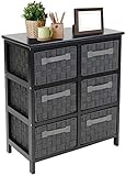 Sorbus 6-Drawer Storage Wooden Chest Nightstand End Table with Woven-Strap Fabric Basket Bins...