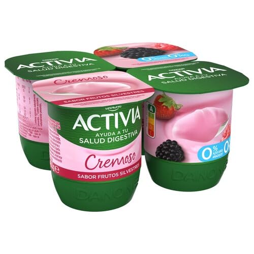 ACTIVIA PROBIOTICOS CREMOSOS 0% GRASAS 0% AZUC. (PACK 4 Und.) DANONE REFRIGERADO 4x120Gg. (FRUTAS DEL BOSQUE)