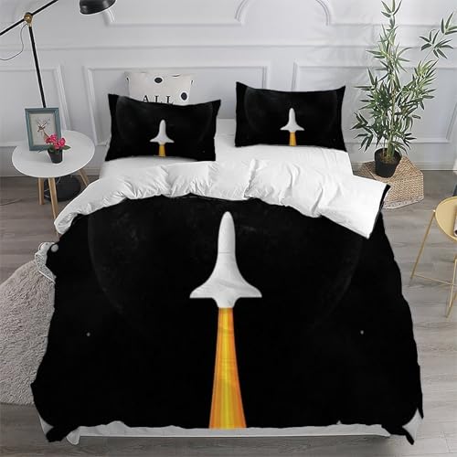 Housse de couette Super King vaisseau spatial blanc en microfibre japonaise