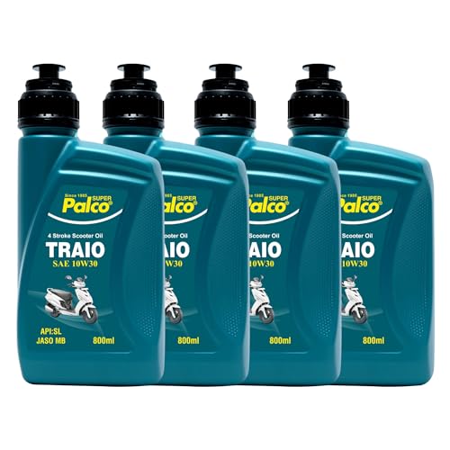 Image of PALCO Traio 10W30 Engine Oil for Scooters 800 ml (Pack of 4) Multigrade Synthetic Technology 4 Stroke Engine Oil for Scooty - API: SL JASO MB Certified