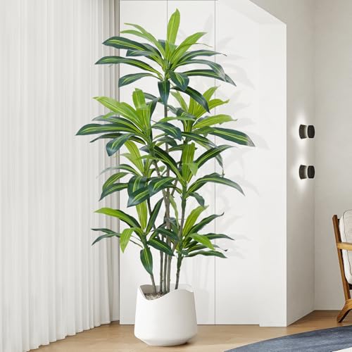 ZEEOZE 6Ft Dracaena Plant Artificial Tree Fake Tropical Floor Plants Potted (Real Touch) Artificial...