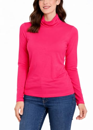 Miss Rouge suéter con cuello alto y manga larga, fucsia, M