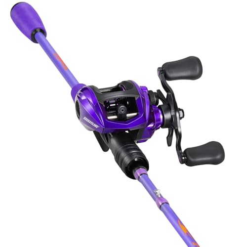 Sougayilang Baitcaster Combo IM6 Graphite M/MH 2-Piece Rod Stainless Steel Guides with Ceramic Rings 6.3:1 Gear Ratio High Speed Reel for Bass Walleye Catfish Panfish Fishin