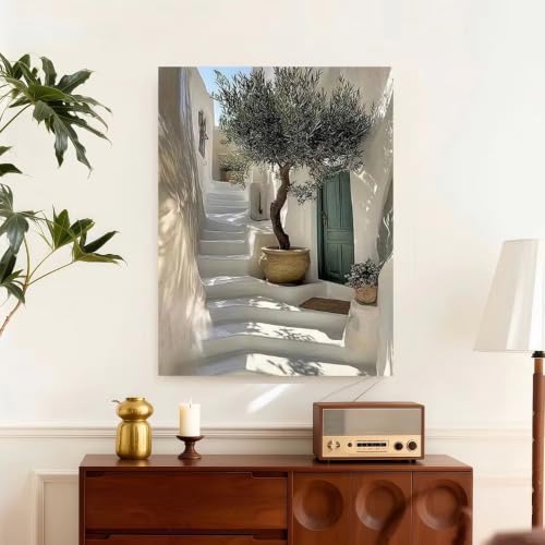 Tableau sur toile vintage côtier grec AEFOUU 80x140 cm sans cadre décor salon modern