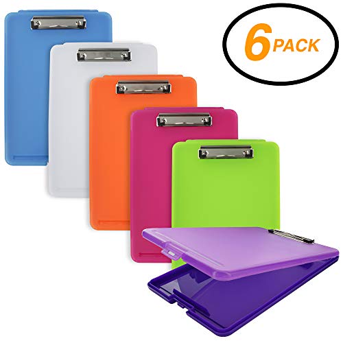 Emraw Plastic Translucent Clipboard Pack with Storage Case Box Letter Size Paperboard Assorted