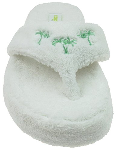 Capelli New York Ladies Palm Trees Design Indoor Slippers White Large2