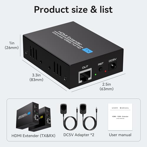 VEDINDUST HDMI Extender 120m/400ft Extendeur HDMI via Ethernet, Émetteur et Récepteur sur Câble Cat5e 6 7 Supporte La Sortie Locale en Boucle 1080P@60Hz Pour TV DVD Ordinateur Portable – vue 7