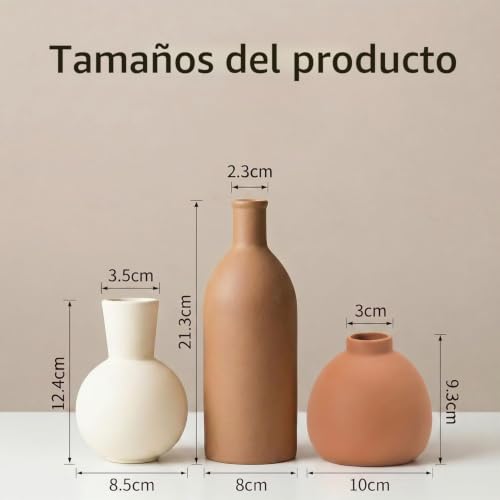 Juego de jarrones de cerámica ideal para renovar rincones vacíos con estilo boho neutral 3