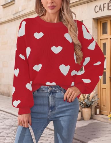 Image of Libsorge Womens Valentine Heart Sweater 2026 Valentines Day Trendy Cute Oversized Long Sleeve Pullover Sweaters