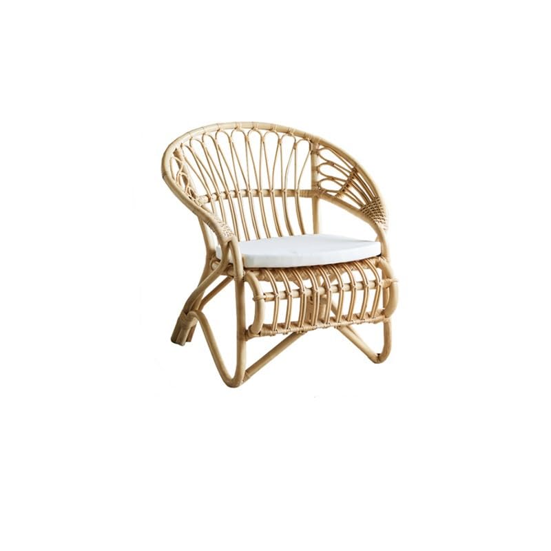 eexbz Small Sofa Rattan Chair Wooden Small Sofa Nordic Balcony Leisure Backrest Chair Home Rattan Chair Couch for Small Spaces