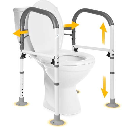 Vaunn Medical Deluxe Adjustable and Foldable Toilet Safety Frame, Bathroom Handrail Assist Grab Bar...