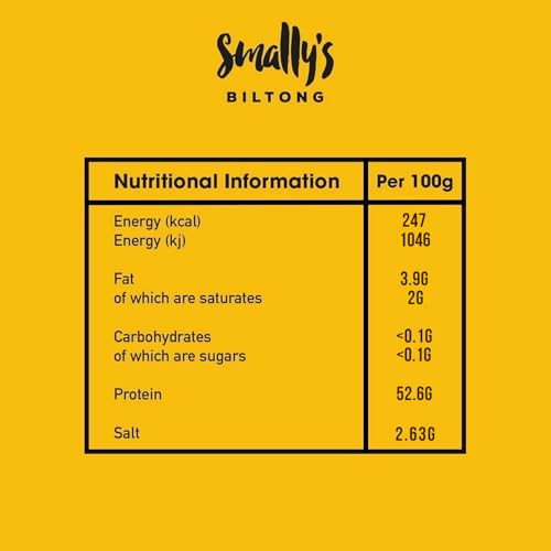 Smally's Biltong Chilli - High Protein Beef Snack, Ready To Eat, Gluten Free, Low Fat, No Added Sugar, No Artificial Colours Or Flavours - 500G Pack - 2
