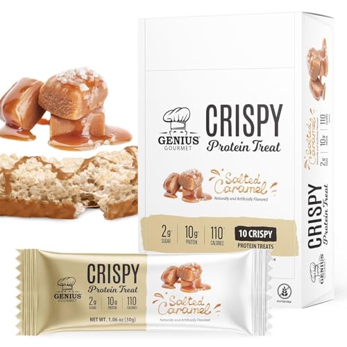 Genius Gourmet Crispy Protein Treat, Salted Caramel, Keto Snack, Low