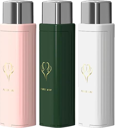 Lot de 3 distributeurs de fil dentaire portable, blanc, rose, vert, format de voyage, sortie inférieure, support automatique pour soins bucco-dentaires quotidiens