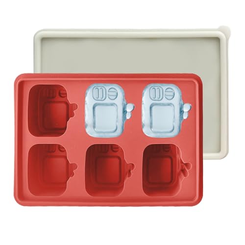 Bandeja De Hielo De Silicona - Molde de Hielo Congelador de Silicona con Forma de Televisor | 6 Cavidades Antifugas Para Bebidas Cóctel De Champán Whisky Zumo