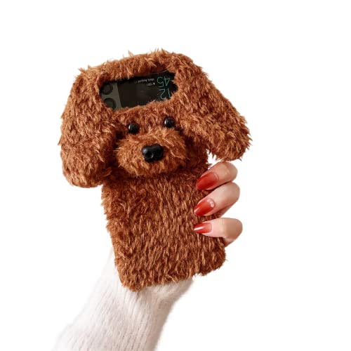 ZiEuooo Capa de telefone de PC dobrável de cachorro de pelúcia fofo criativo da moda para Samsung Ga