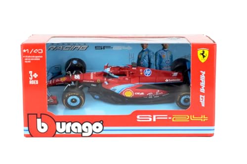 Image of Bburago F1 Ferrari SF-24 Miami GP 2024#16 Charles Leclerc Model Car 1:43, Replica of Exclusive Miami Paint with Fine Detail, Ferrari Licence, Recommended from 36+ Months