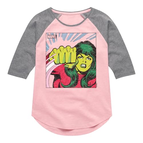 Marvel She - Hulk - Comic Panel - Youth and Toddler Girls Shirt Tail Raglan