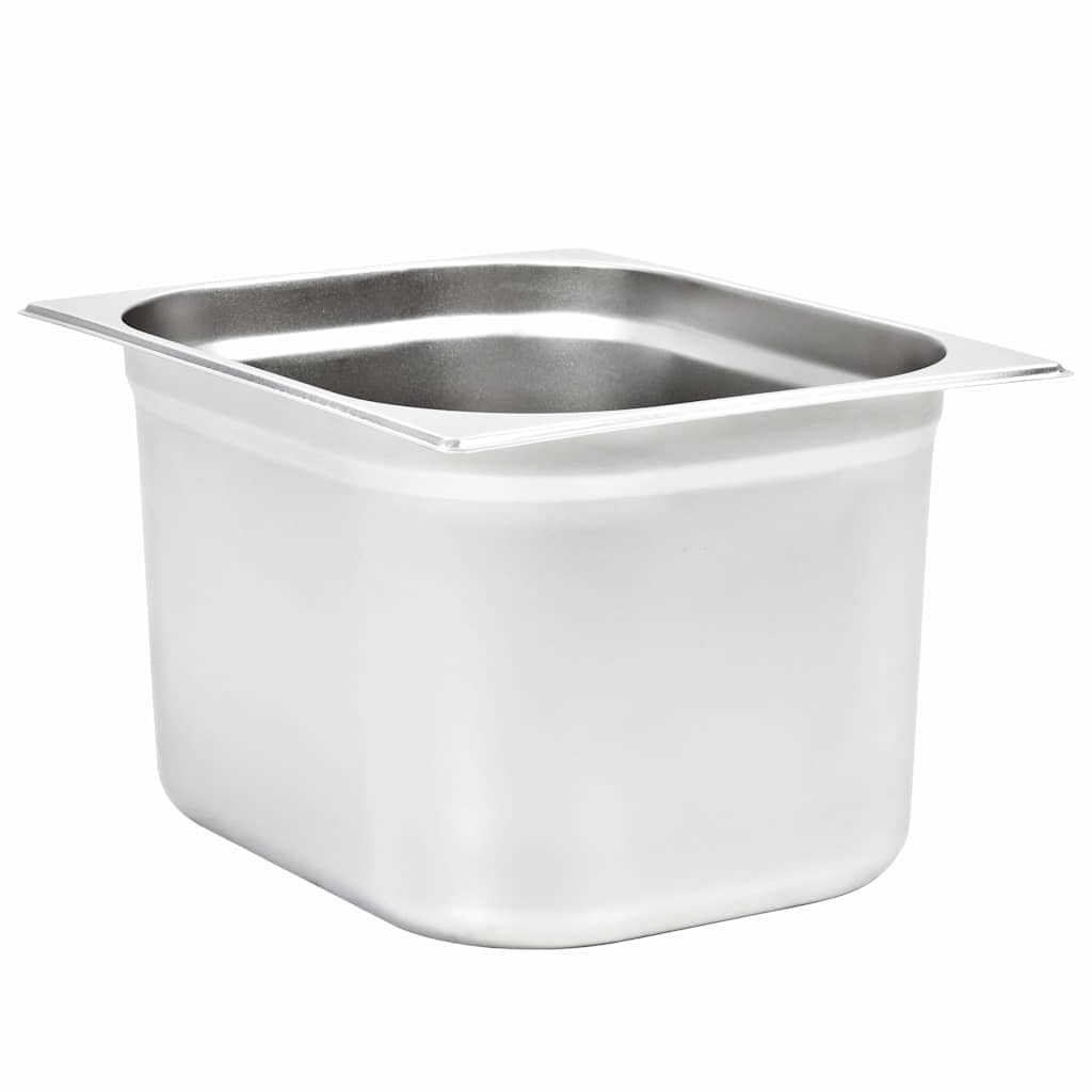 Pojemniki gastronomiczne GN 1/2 ze stali nierdzewnej, 325 x 265 x 200 mm, pojemniki ze stali nierdzewnej z możliwością układania w stos, do gastronomii i gospodarstwa domowego, 2 sztuki