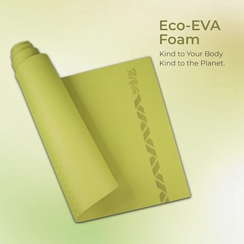 Image of Nivia Spark EVA Yoga Mat for Men & Women, 4 mm with Carry strap, Anti Skid, Exercise Mat for Home Workout, Foldable yoga mat, For Gym Exercise /Fitness (Olive Green)