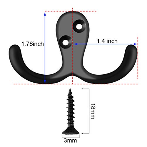 Ibosins BCH08 8 Pack Heavy Duty Double Prong Coat Hooks Wall Mounted With 16 Screws Retro Double Hooks Utility Hooks thumb #1