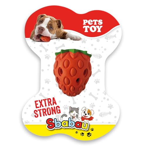 Sbabau, Gioco per Cani a Forma di Fragola - Morbido e Resistente, Rinforza i Denti, Interattivo e Indistruttibile - Giocattolo per Animali Domestici