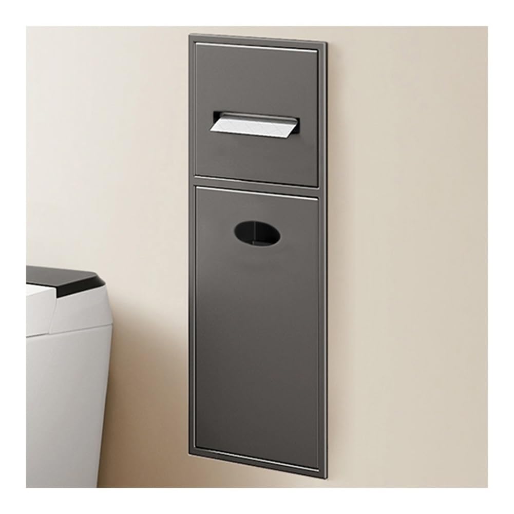 QUSYZD Stainless Steel Double Shelves Recessed Shower Niche with Trash Can Wall Niche for Bathroom Storage No Tile Needed,White-60x28x13.5cm,Gray-52x20x13.5cm