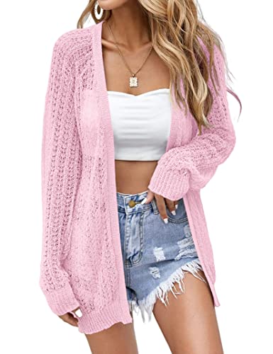 Image of Women Crochet Lightweight Cardigan Cover Up Open Front Long Sleeve Summer Cardigans