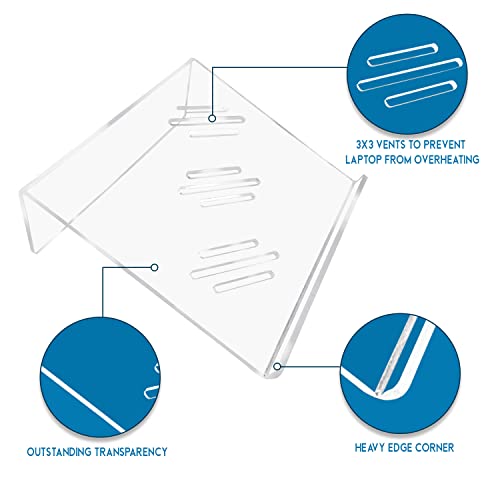 Coolaboola Acrylic Laptop Stand – Acrylic Laptop Riser With Bonus Acrylic Phone Holder – Portable Clear Computer Stand For Desk, Office, Home – Laptop Stand With Ventilation For Up To 16-Inch Laptop #TOP2