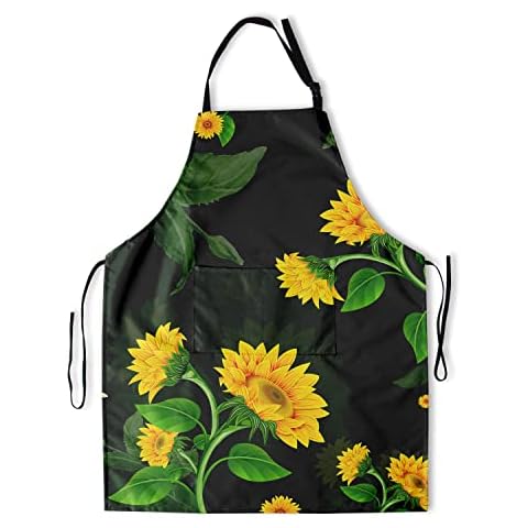 Colorful Artist Apron with 2 Pockets Waterproof for Kitchen Garden Smocks Decor, Sunflower, Medium Cover