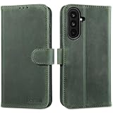 LENSUN Echtleder Hülle für Samsung Galaxy A37 5G, Handyhülle [Echtes Leder][RFID-Schutz Kartenfach][Magnetisch] Handytasche Klappbar Lederhülle - Retro Grün
