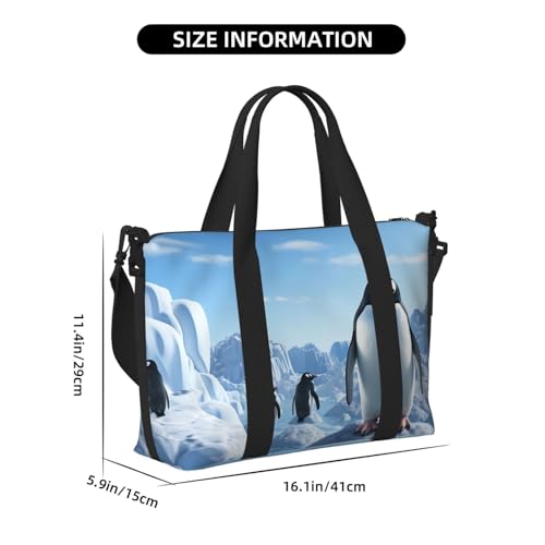 Sports Gym Bag for Women Men Travel Duffel Bag Tote Weekender Bag Carry on Overnight Bag for Travel Swimming Fitness Workout Sports Penguin Antarctica Ice Duffle Bag2