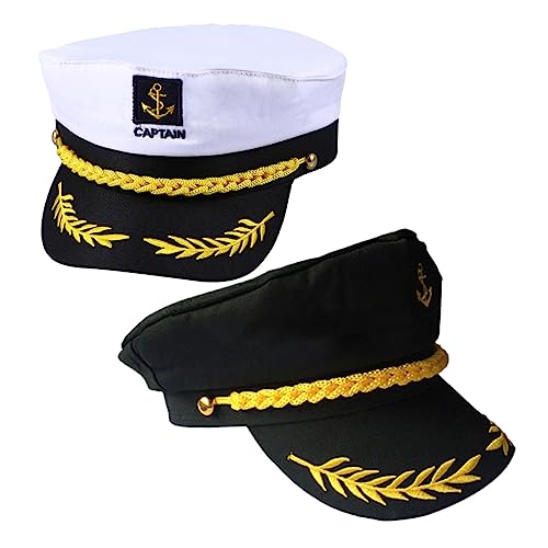NOLITOY Unique Captain Hat Yacht Outfit Marine Hat Wide Rim Sailing Cosplay Accessory Set for Men Women